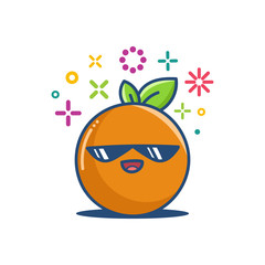 Cool orange kawaii emoticon cartoon illustration