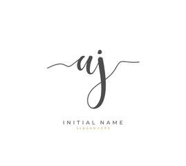 Handwritten letter A J AJ for identity and logo. Vector logo template with handwriting and signature style.