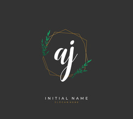 Handwritten letter A J AJ for identity and logo. Vector logo template with handwriting and signature style.