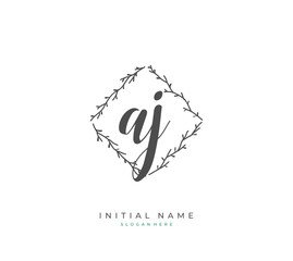 Handwritten letter A J AJ for identity and logo. Vector logo template with handwriting and signature style.