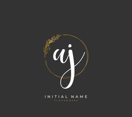 Handwritten letter A J AJ for identity and logo. Vector logo template with handwriting and signature style.