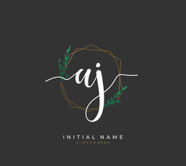 Handwritten letter A J AJ for identity and logo. Vector logo template with handwriting and signature style.
