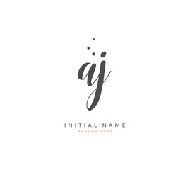 Handwritten letter A J AJ for identity and logo. Vector logo template with handwriting and signature style.