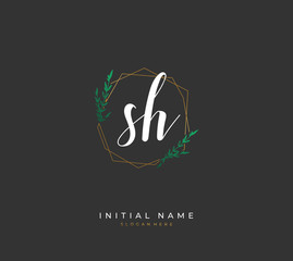 Handwritten letter S H SH for identity and logo. Vector logo template with handwriting and signature style.