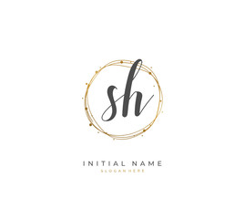 Handwritten letter S H SH for identity and logo. Vector logo template with handwriting and signature style.