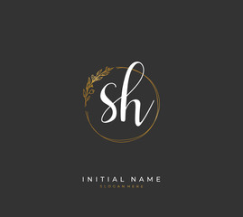 Handwritten letter S H SH for identity and logo. Vector logo template with handwriting and signature style.