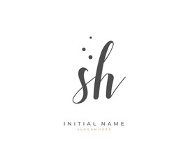 Handwritten letter S H SH for identity and logo. Vector logo template with handwriting and signature style.