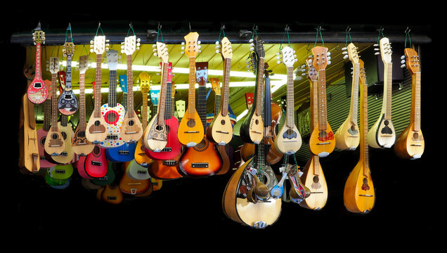 Display of Inexpensive Stringed Instruments Sold as Souveneirs