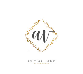 Handwritten letter A V AV for identity and logo. Vector logo template with handwriting and signature style.