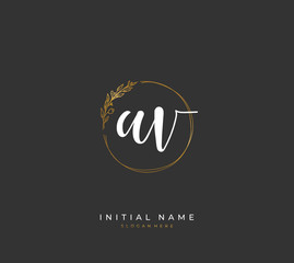 Handwritten letter A V AV for identity and logo. Vector logo template with handwriting and signature style.