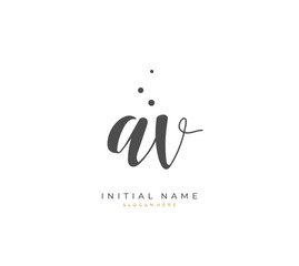 Handwritten letter A V AV for identity and logo. Vector logo template with handwriting and signature style.