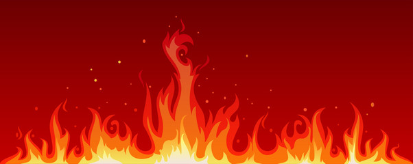 Vector illustration of a hot flame that is spreading. The heat of the fire blaze. Flame background illustration graphic resources. © nendrawahyu