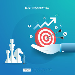 Business goal achievement, vision, and plan concept for planning and management finance. successful investment income profit strategy management with chess figure and dartboard target illustration © 200degrees
