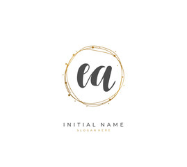 Handwritten letter E A EA for identity and logo. Vector logo template with handwriting and signature style.