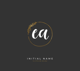 Handwritten letter E A EA for identity and logo. Vector logo template with handwriting and signature style.