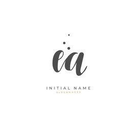 Handwritten letter E A EA for identity and logo. Vector logo template with handwriting and signature style.