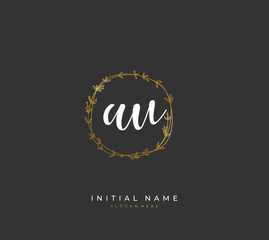 Handwritten letter A U AU for identity and logo. Vector logo template with handwriting and signature style.