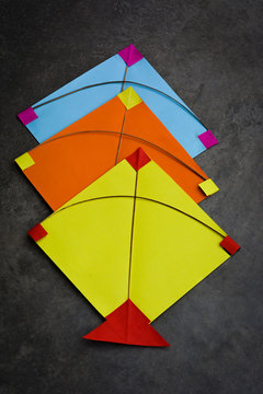 Colorful indian paper kites, Makar sankranti festival concept