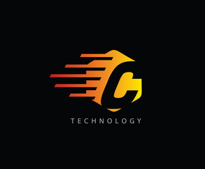 Fast Techno C Letter Logo Icon , Hexagon C Symbol.