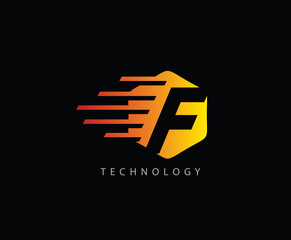Fototapeta premium Fast Techno F Letter Logo Icon , Hexagon F Symbol.