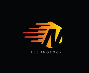 Fast Techno N Letter Logo Icon , Hexagon N Symbol.