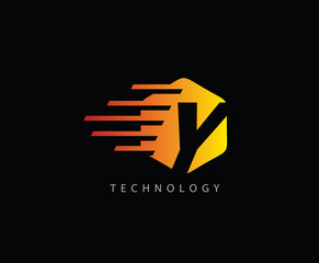 Fast Techno Y Letter Logo Icon , Hexagon Y  Symbol.
