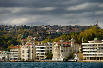 Fototapeta na wymiar Mansion apartments in Istinye Turkey on the Bosphorus Strait