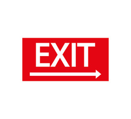 Red exit sign. Vector illustration, flat design.