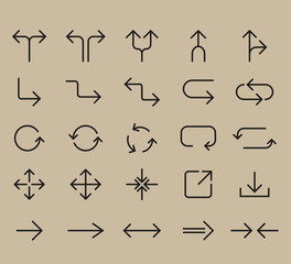 Line Arrow icon set. Vector illustration, flat design