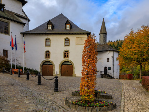 12th century Clervaux Castle in Luxembourg with a museum dedicated to WW II Battle of the Bulge in the Ardennes