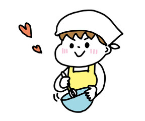 Naklejka premium 男の子 お菓子作り
