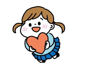 女の子　ハートに乗る