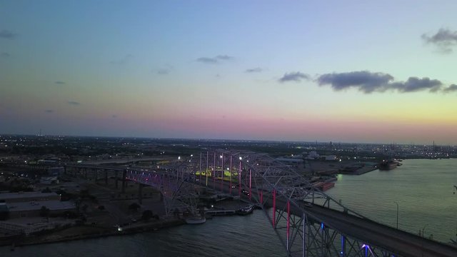 Sunset over Port Corpus Christi in Texas