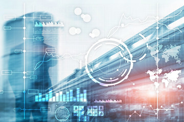 Business intelligence BI Key performance indicator KPI Analysis dashboard transparent blurred background