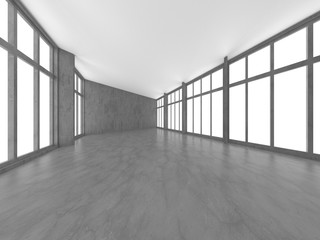 Dark concrete empty room. Modern architecture design