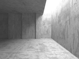 Dark concrete empty room. Modern architecture design