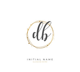 Handwritten letter D B DB for identity and logo. Vector logo template with handwriting and signature style.