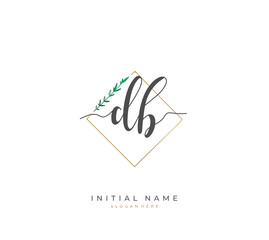 Handwritten letter D B DB for identity and logo. Vector logo template with handwriting and signature style.