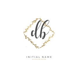 Handwritten letter D B DB for identity and logo. Vector logo template with handwriting and signature style.