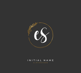 Fototapeta premium Handwritten letter E S ES for identity and logo. Vector logo template with handwriting and signature style.