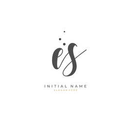 Handwritten letter E S ES for identity and logo. Vector logo template with handwriting and signature style.