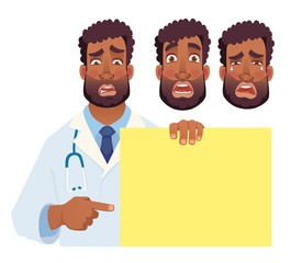 doctor holding blank banner - set