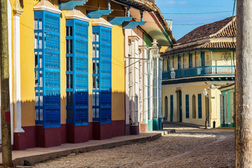 Colorful traditional houses in the colonial town of Trinidad in Cuba