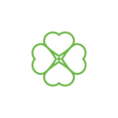 Green Clover Leaf icon Template Design