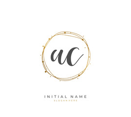 Fototapeta premium Handwritten letter A C AC for identity and logo. Vector logo template with handwriting and signature style.