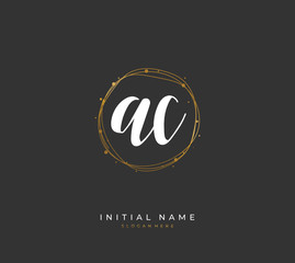 Fototapeta premium Handwritten letter A C AC for identity and logo. Vector logo template with handwriting and signature style.