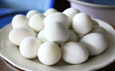 Duck eggs in plate