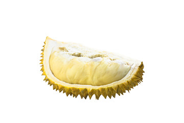 A piece of durian meat isolated on a white background.