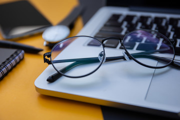 mockup image.office equipment on desk table.blank background empty copy space for text design studio creativity ideas for study,education,business modern accessories at workplace.blogging,blog 