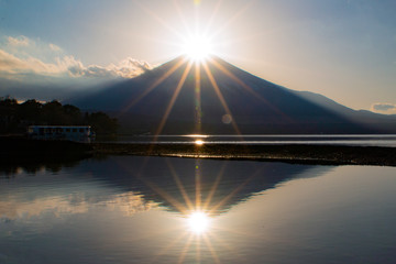 ダブルダイヤモンド富士　山梨県山中湖